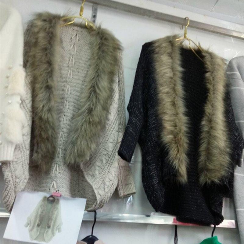 Women Cradigan Bat Faux Fur Cardigan Sweater-STYLEGOING