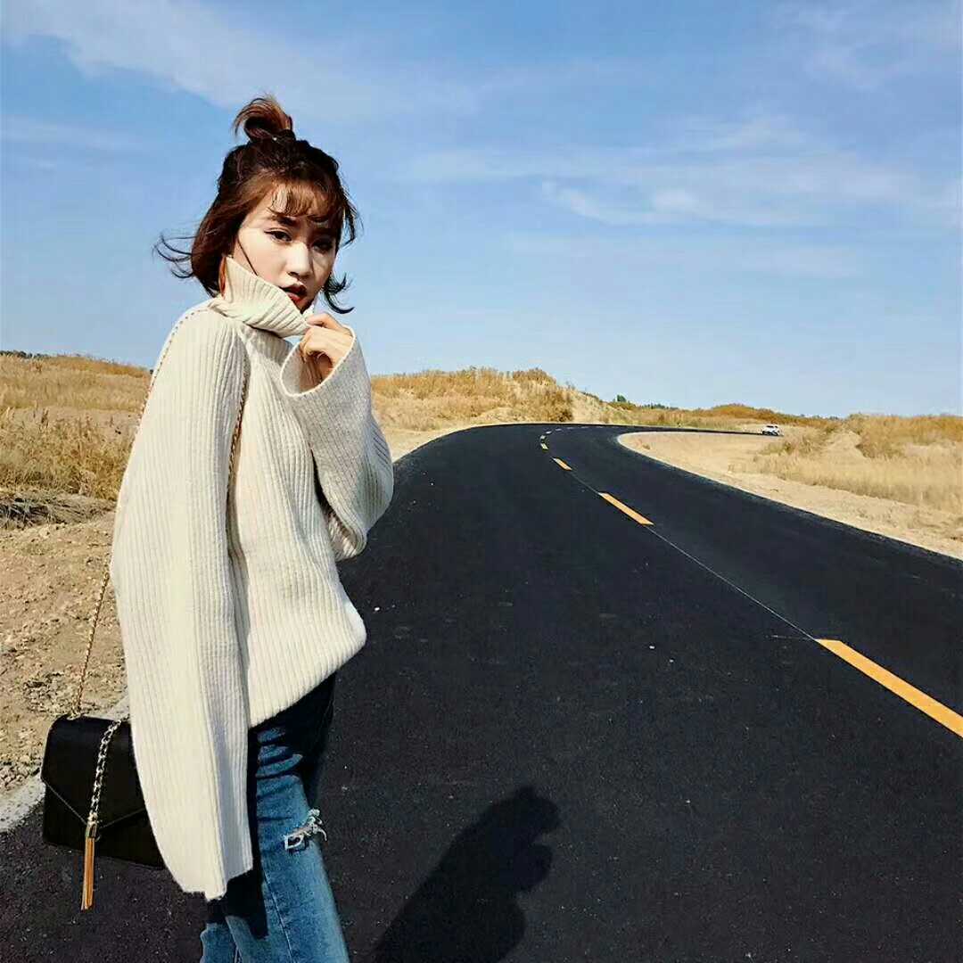 Women High Neck Loose Fall Sweaters-STYLEGOING
