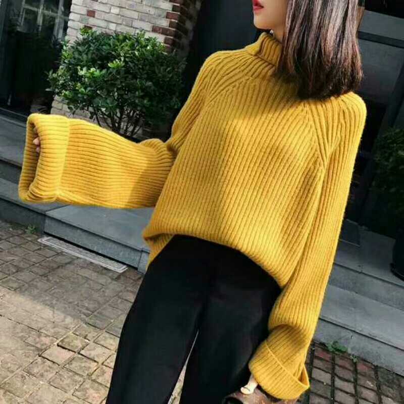 Women High Neck Loose Fall Sweaters-STYLEGOING