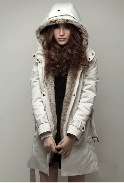 Women Winter Fur Warm Outerwear with Hat-STYLEGOING