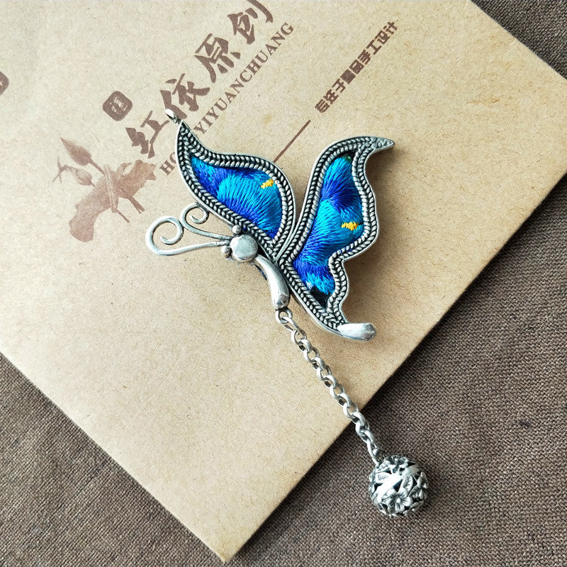 Vintage Embroidery Butterfly Brooches