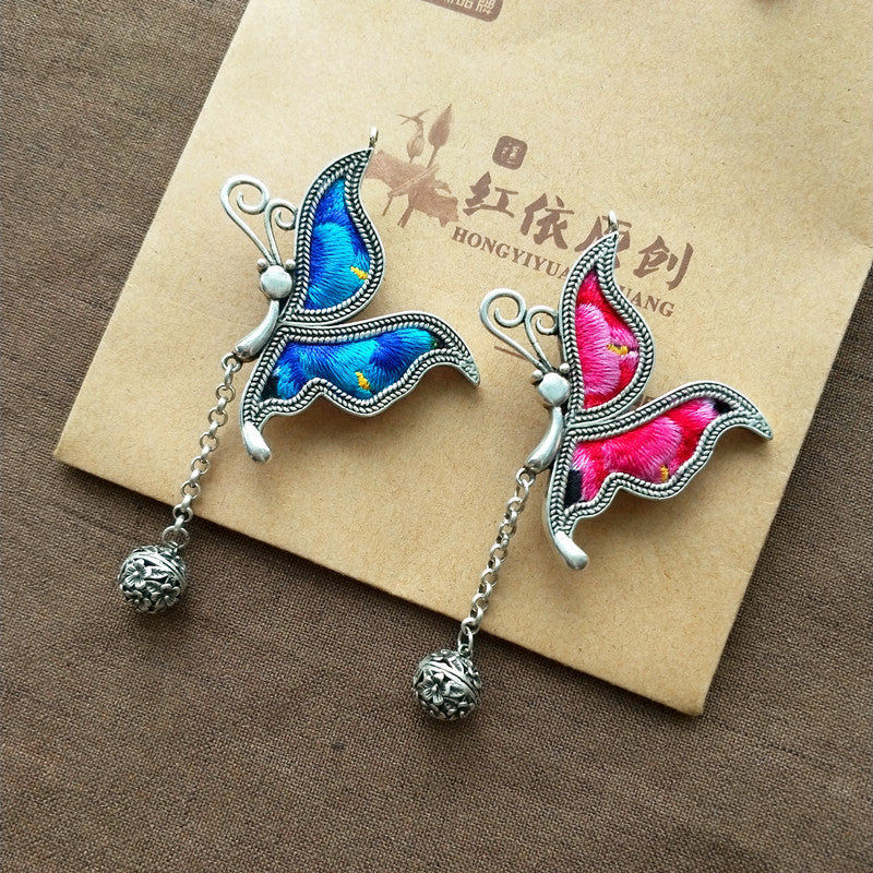 Vintage Embroidery Butterfly Brooches