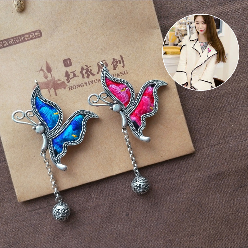 Vintage Embroidery Butterfly Brooches