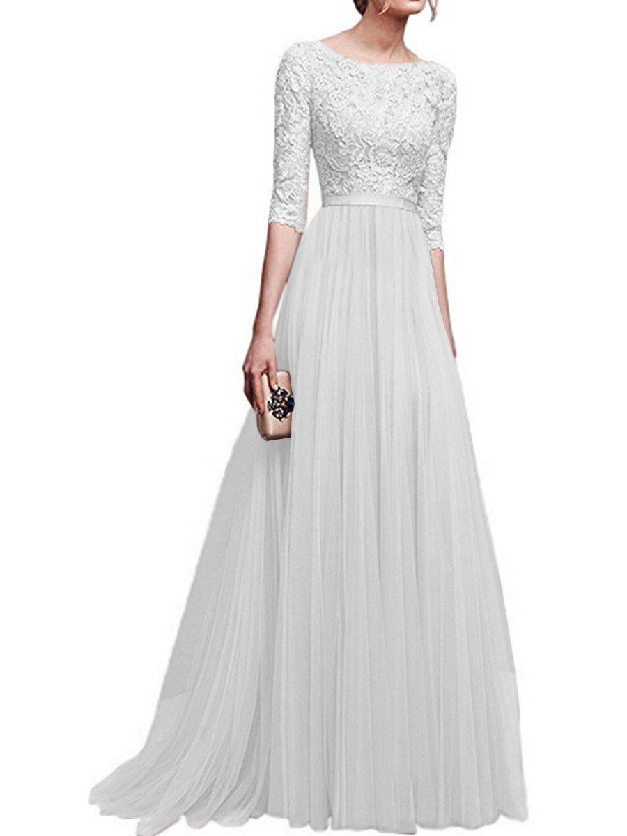 Chiffon Lace Evening Long Dresses-STYLEGOING