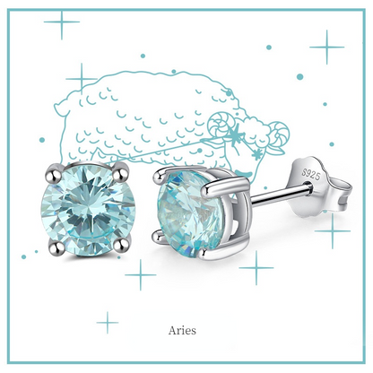 Fashion Sterling Silver Twelve Constellation Earring Studs