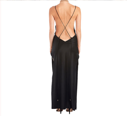 Sexy Satin Backless Evening Party Dresses