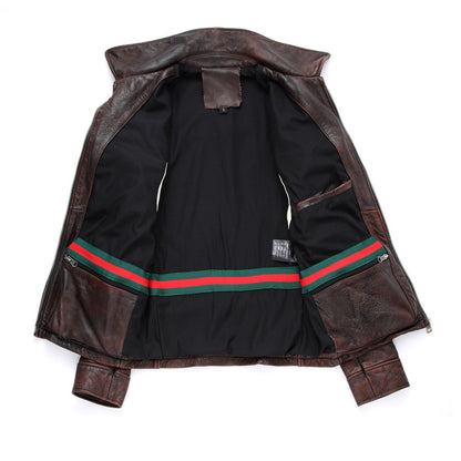 Motorcycle Cowhide Leather Jackets for Men