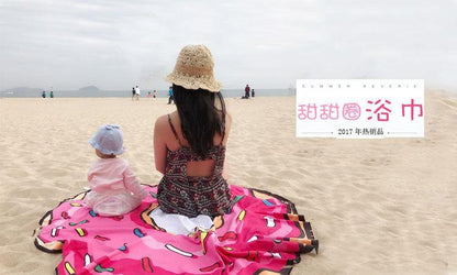 Women Summer 3D Print Beach Round Beach Towel-STYLEGOING
