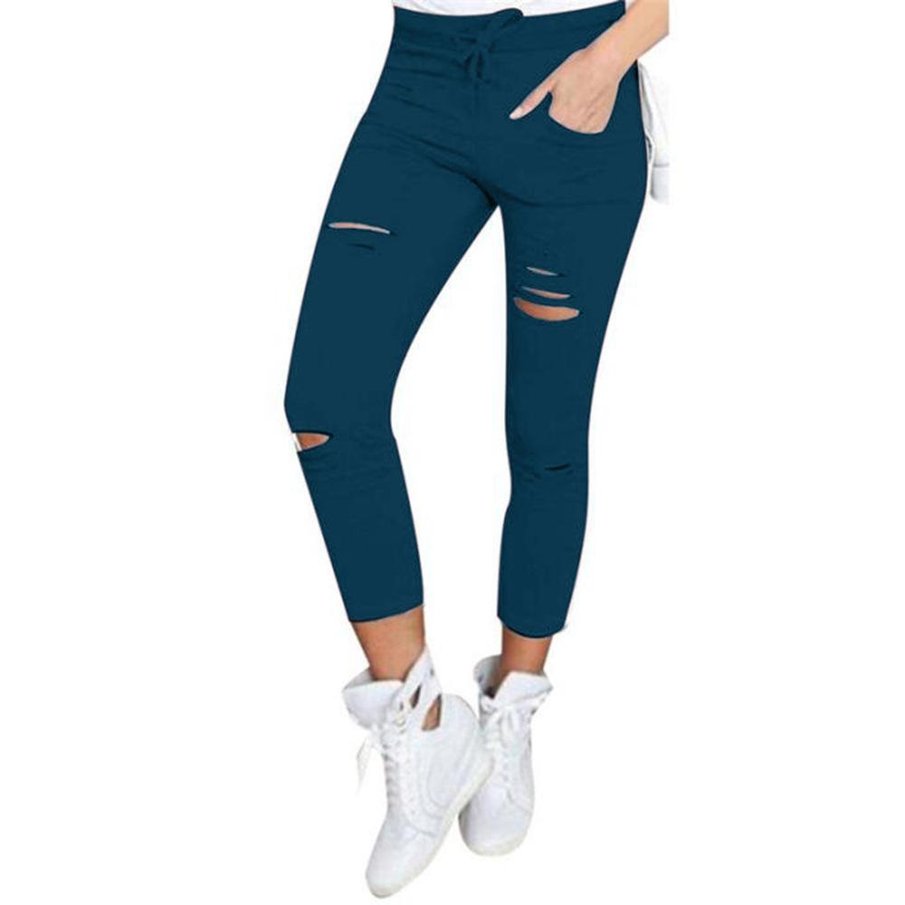 Casual Broken Holes Tight Pencil Pants-STYLEGOING