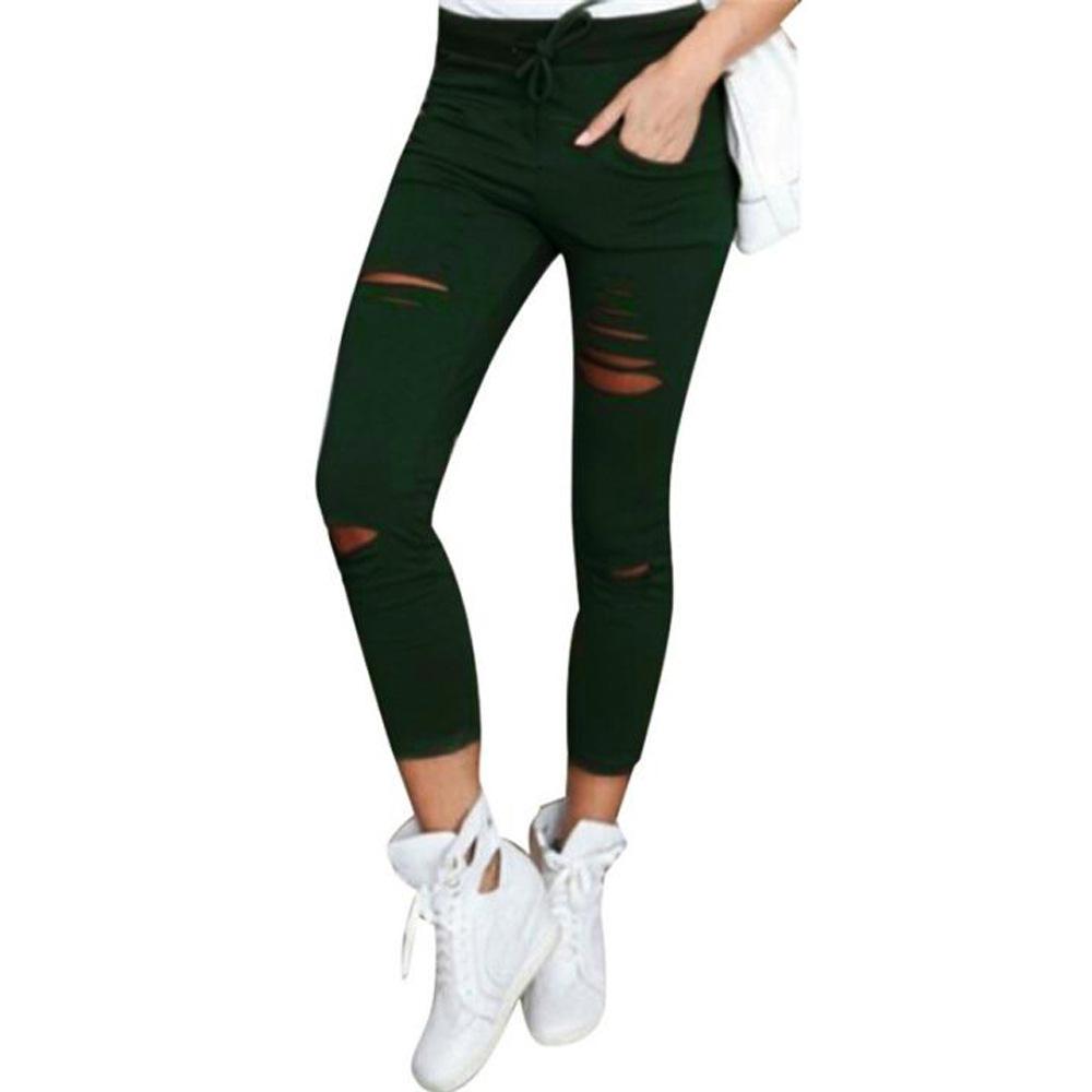 Casual Broken Holes Tight Pencil Pants-STYLEGOING