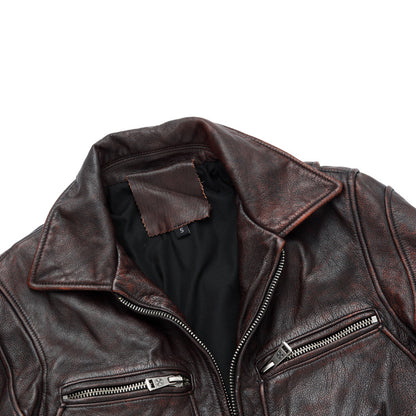 Motorcycle Cowhide Leather Jackets for Men