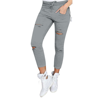 Casual Broken Holes Tight Pencil Pants-STYLEGOING