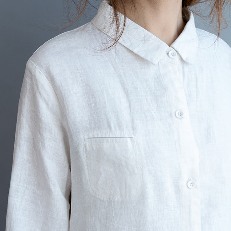 Casual Painting Print Linen Long Sleeves Shirts