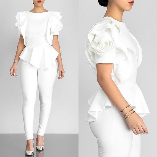 Summer Ruffled Short Sleeves Women Tops