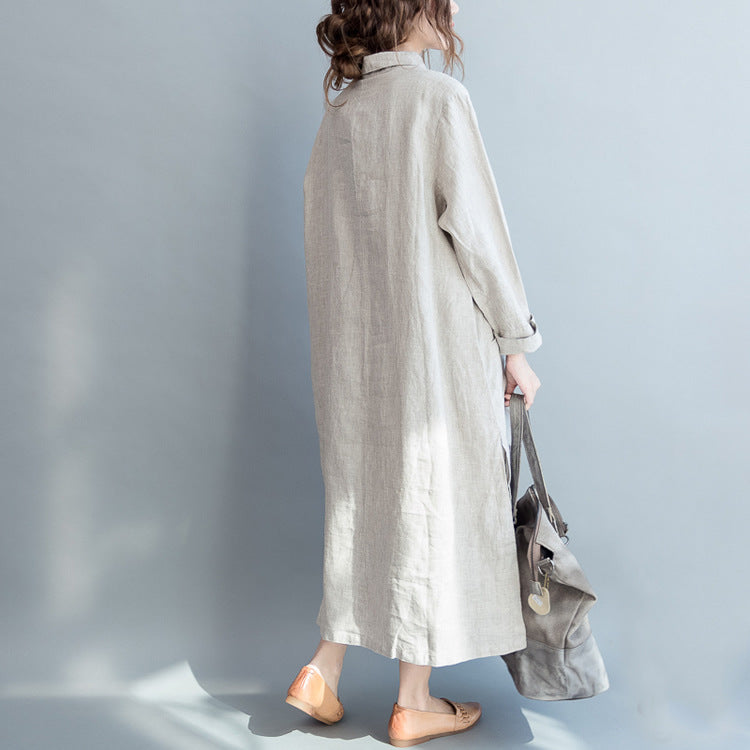 Casual Painting Print Linen Long Sleeves Shirts
