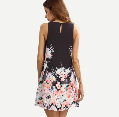 Fashion Summer Floral Print A Line Mini Dresses