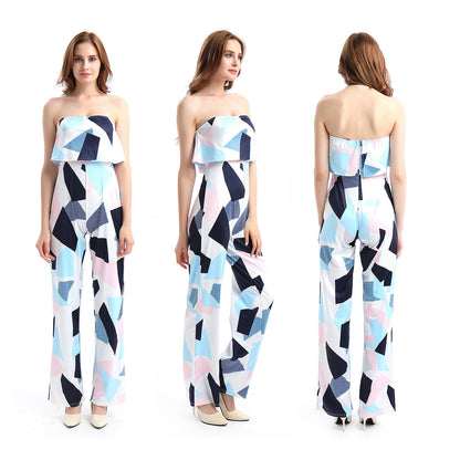 Fashion Off The Shoulder Floral Print Women Jumpsuits