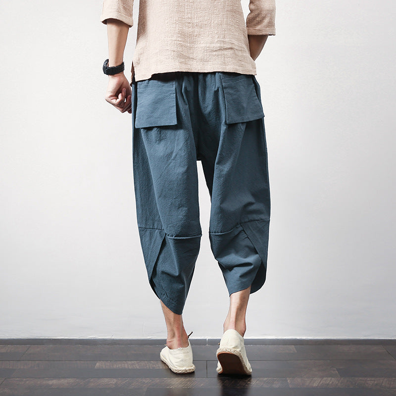 Casual Linen Plus Size Harem Men's Trousers