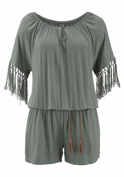 Summer Casual Short Jumpsuit & Rompers with Tassels