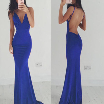 Sexy Sleevess Backless Long Party Dresses-STYLEGOING