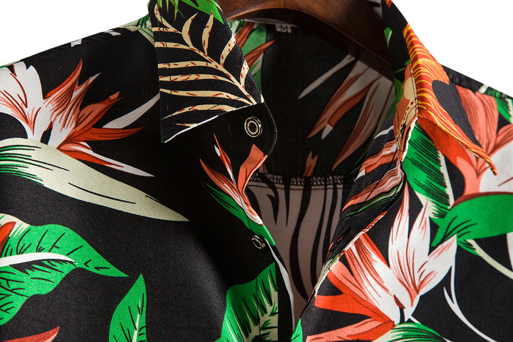 Floral Print Men's Short Sleeves Summer Beach T Shirts