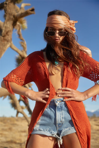 Women Knitted Crochet Long Bikini Cover Ups