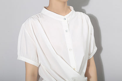 White Simple Fashion Fall Long Shirt Dresses