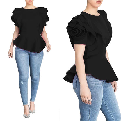 Summer Ruffled Short Sleeves Women Tops