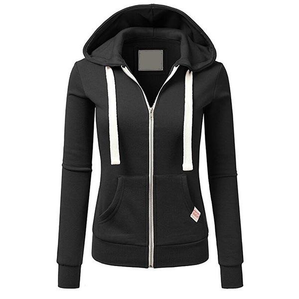 Casual Zipper Long Sleeves Cardigan Hoodies-STYLEGOING