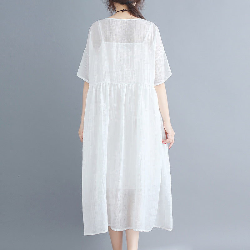 White Casual Summer Long Dresses Sets for Women