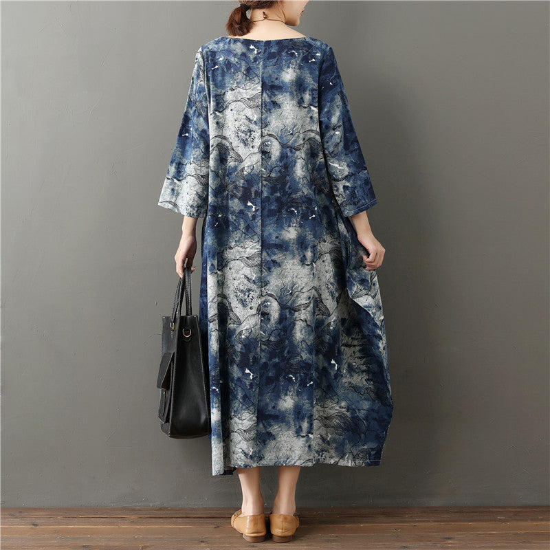 Vintage Dyed Plus Sizes Loose Dresses