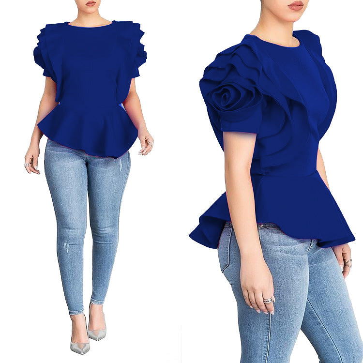 Summer Ruffled Short Sleeves Women Tops