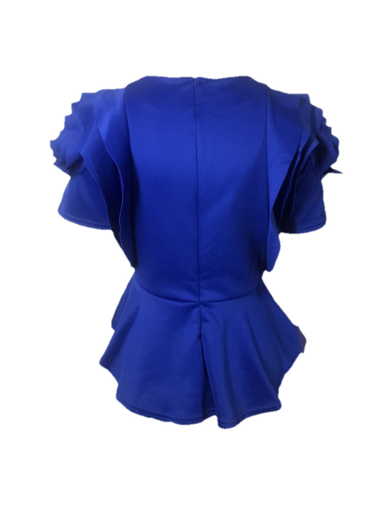 Summer Ruffled Short Sleeves Women Tops