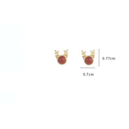 Lovery Deer Design Golden Plated Earring Stud
