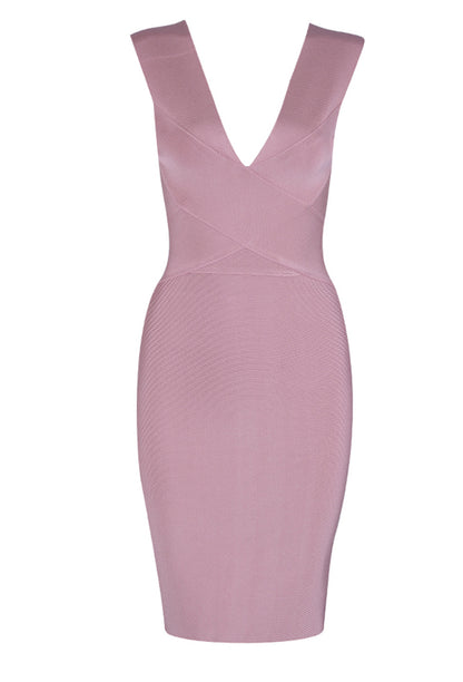 Sexy Deep V Neck Bandage Sheath Sleeveless Party Dresses