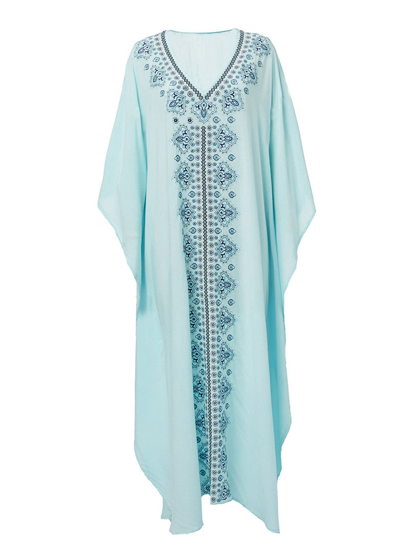 Boho Embroidery Long Romper Cover Up Dresses