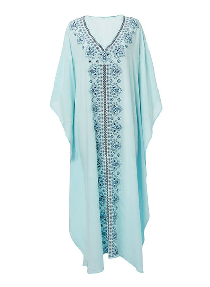 Boho Embroidery Long Romper Cover Up Dresses
