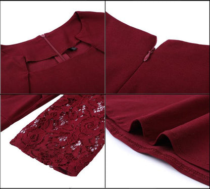 Elegant Vintage Square Neck Lace Short Dresses-STYLEGOING