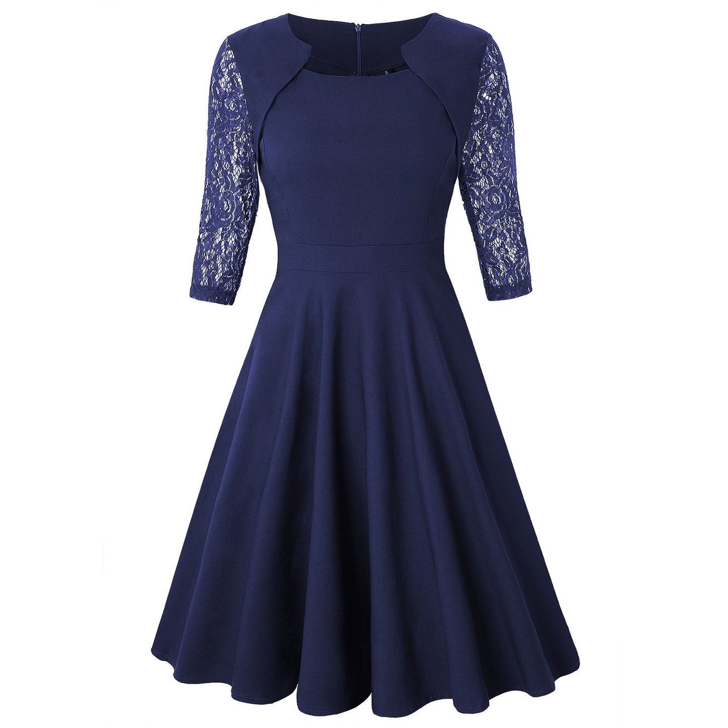 Elegant Vintage Square Neck Lace Short Dresses-STYLEGOING