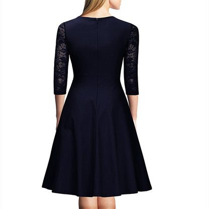 Elegant Vintage Square Neck Lace Short Dresses-STYLEGOING
