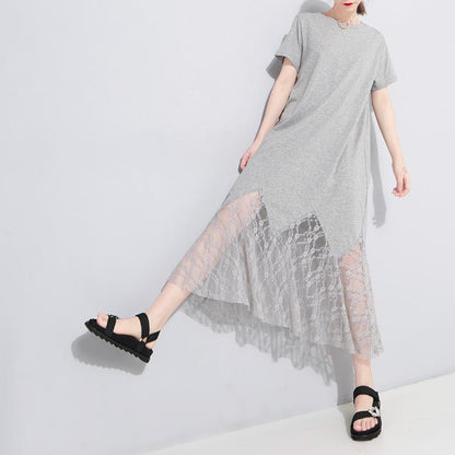 Women Hollow Out Angel Wings Lace Short Sleeves Dresses