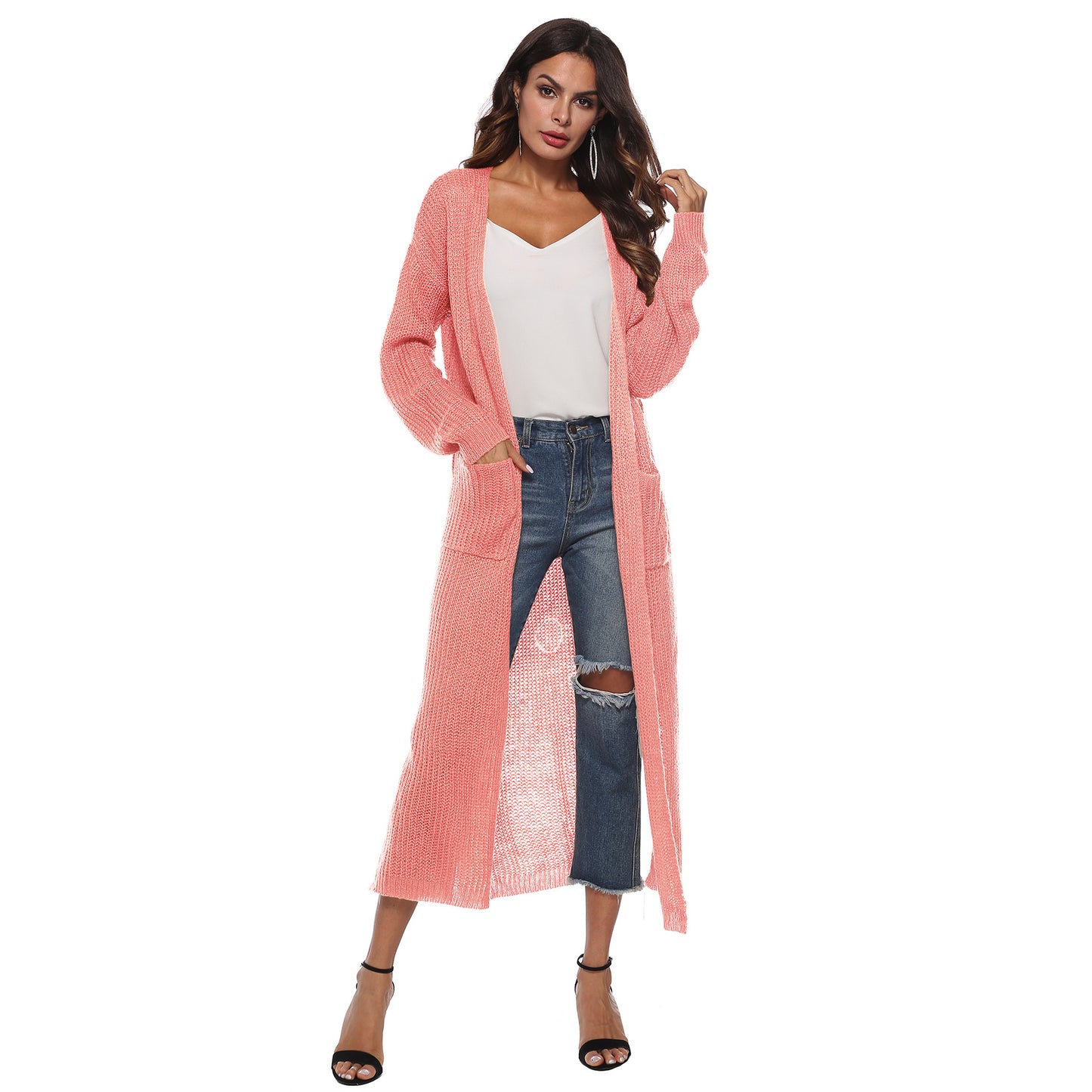 Casual Women Knitting Cardigan Overcoat with Pocket