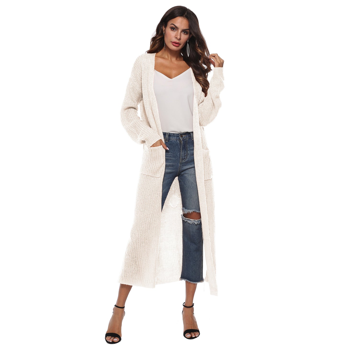 Casual Women Knitting Cardigan Overcoat with Pocket