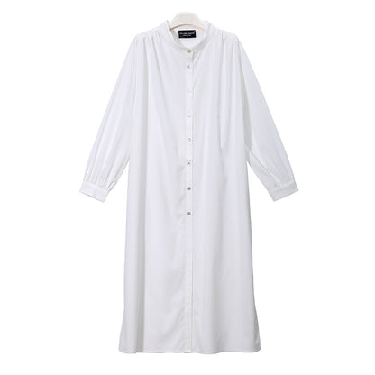 White Simple Fashion Fall Long Shirt Dresses