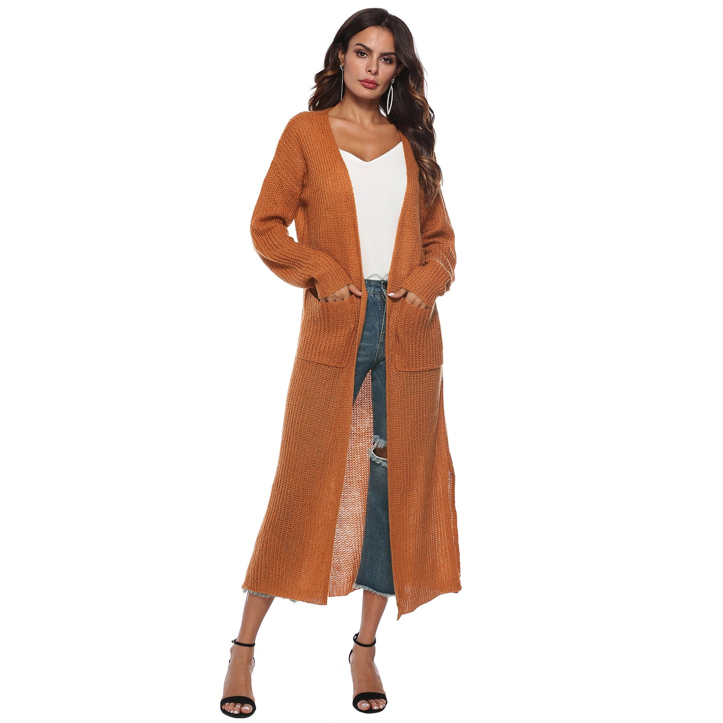 Casual Women Knitting Cardigan Overcoat with Pocket