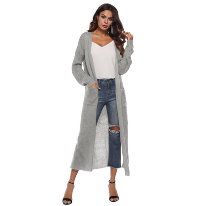 Casual Women Knitting Cardigan Overcoat with Pocket