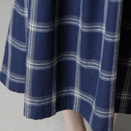 Vintage Linen Plaid Women Plus Sizes Long Dresses