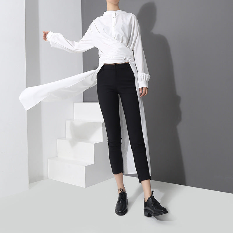 White Simple Fashion Fall Long Shirt Dresses
