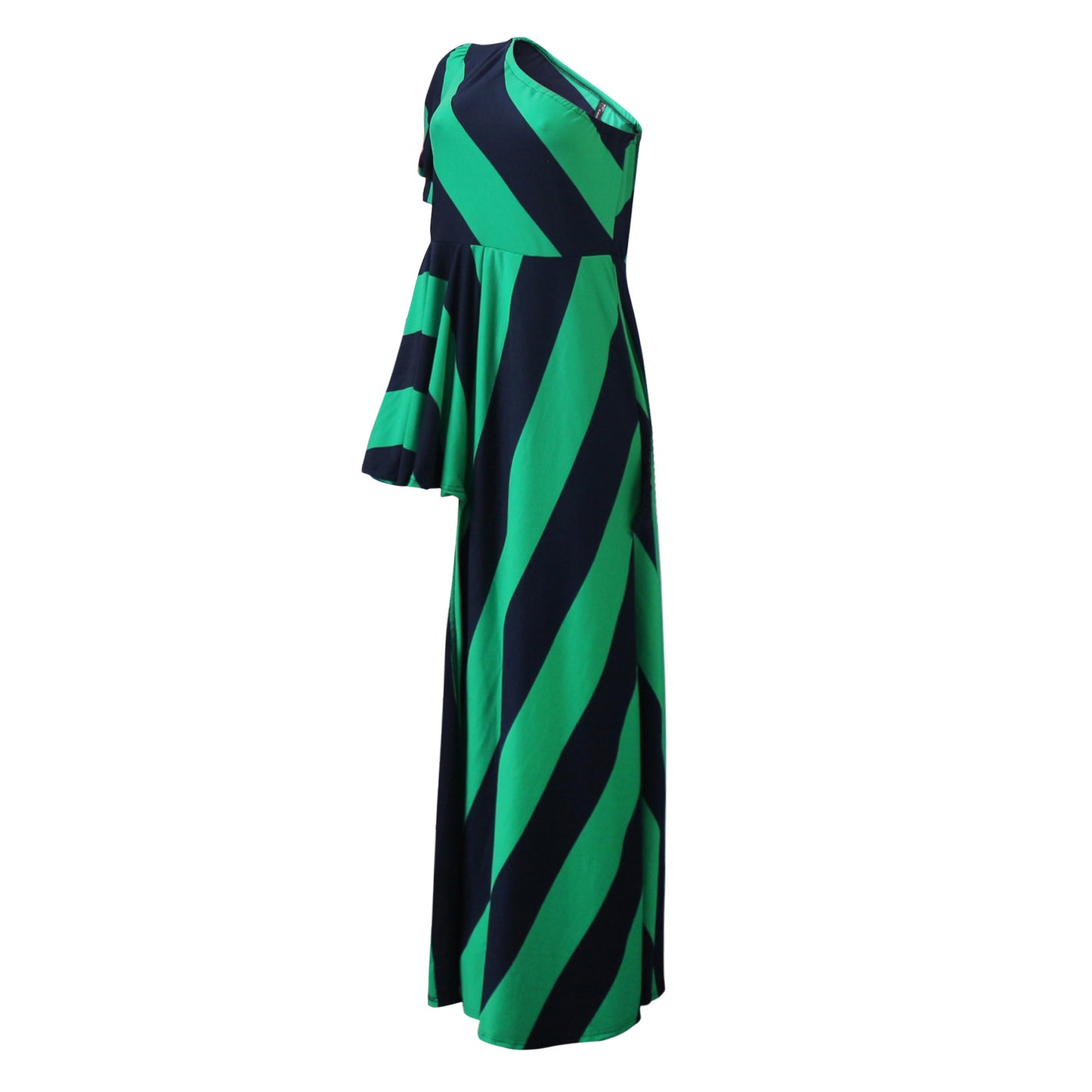 Sexy One Shoulder Striped Women Long Shirt Dresses
