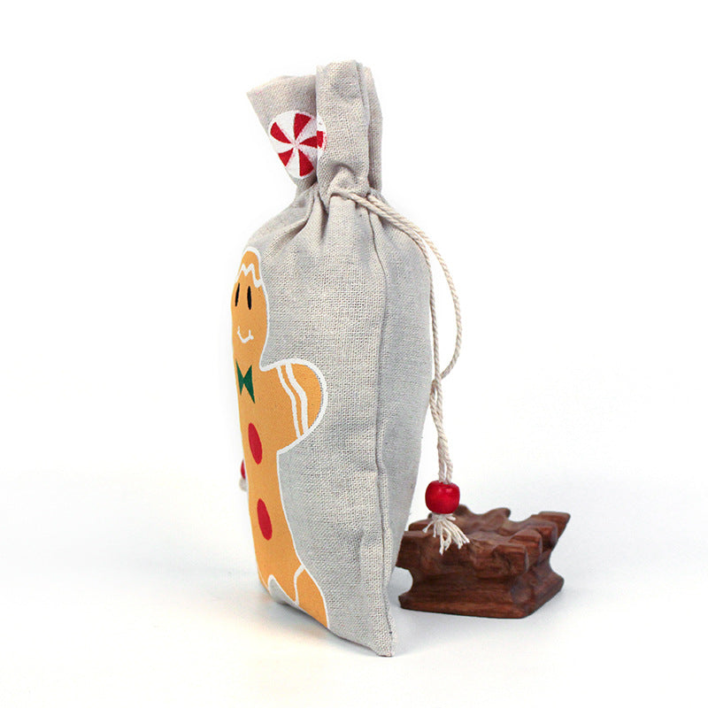 Merry Christmas Linen Strawing Storage Gift Bags